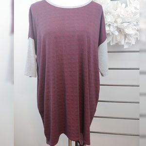 LuLaRoe Maroon Navy Check Irma